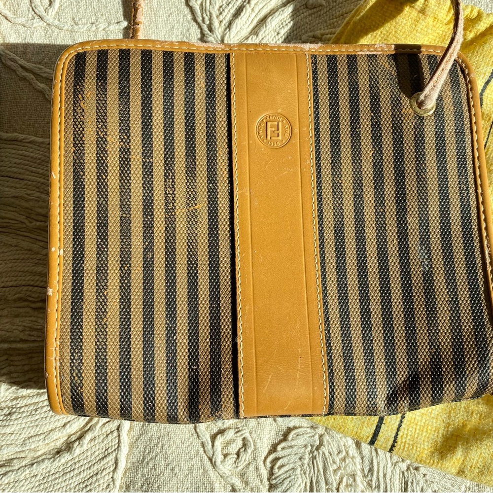 VINTAGE FENDI Striped Crossbody Bag 7”x9” With Dust Bag. FREE SHIPPING - Picture 2 of 16